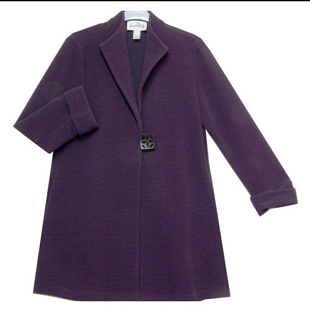 Joseph Ribkoff Dark Purple ribbed polyester blend coat